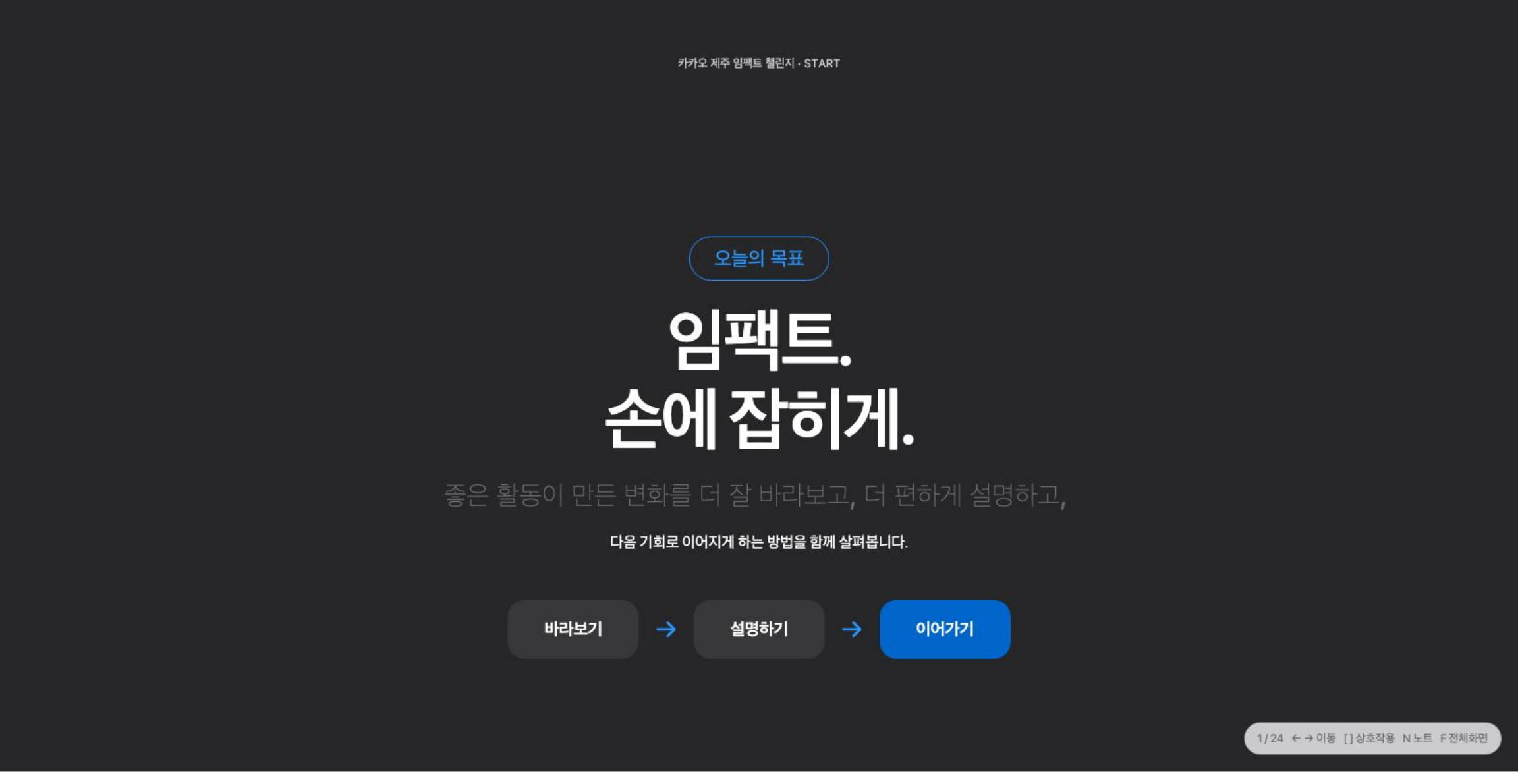 강의 첫 슬라이드: 임팩트 손에 잡히게